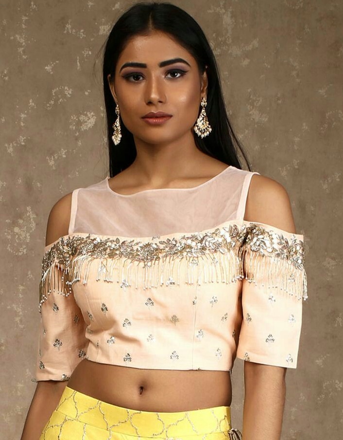 Crop shoulder blouse design hotsell